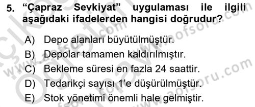 Çağdaş Lojistik Uygulamaları Dersi 2023 - 2024 Yılı Yaz Okulu Sınav Soruları 5. Soru