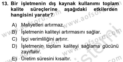 Çağdaş Lojistik Uygulamaları Dersi Ara Sınavı Deneme Sınav Soruları 13. Soru