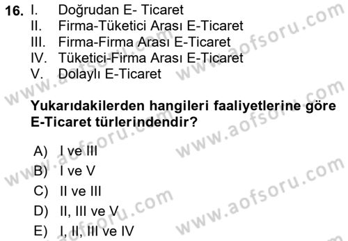 Çağdaş Lojistik Uygulamaları Dersi 2024 - 2025 Yılı (Final) Dönem Sonu Sınav Soruları 16. Soru