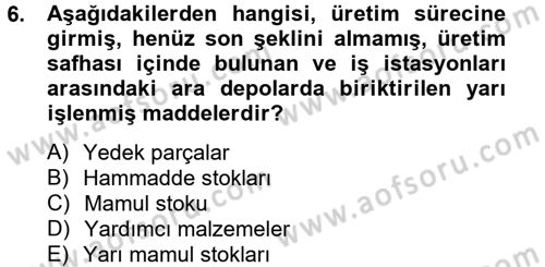 Lojistik Yönetimi Dersi 2012 - 2013 Yılı (Vize) Ara Sınav Soruları 6. Soru