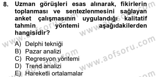 Lojistik Yönetimi Dersi 2012 - 2013 Yılı (Vize) Ara Sınav Soruları 8. Soru