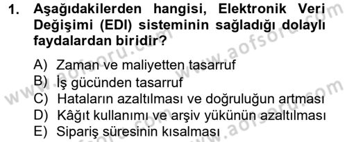 Lojistik Yönetimi Dersi 2012 - 2013 Yılı (Final) Dönem Sonu Sınav Soruları 1. Soru