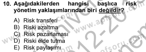 Lojistik Yönetimi Dersi 2012 - 2013 Yılı (Final) Dönem Sonu Sınav Soruları 10. Soru