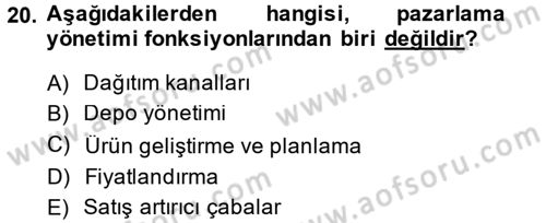 Lojistik Yönetimi Dersi 2013 - 2014 Yılı (Vize) Ara Sınav Soruları 20. Soru