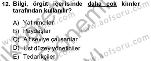 Lojistik Yönetimi Dersi 2013 - 2014 Yılı (Final) Dönem Sonu Sınav Soruları 12. Soru