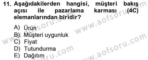 Lojistik Yönetimi Dersi 2013 - 2014 Yılı Tek Ders Sınav Soruları 11. Soru