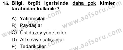 Lojistik Yönetimi Dersi 2013 - 2014 Yılı Tek Ders Sınav Soruları 15. Soru