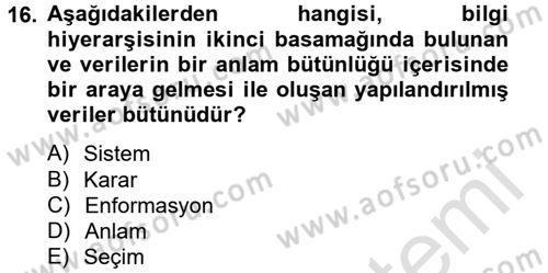 Lojistik Yönetimi Dersi 2013 - 2014 Yılı Tek Ders Sınav Soruları 16. Soru