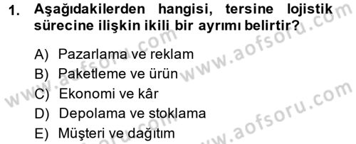 Lojistik Yönetimi Dersi 2014 - 2015 Yılı (Final) Dönem Sonu Sınav Soruları 1. Soru
