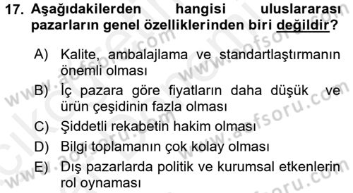 Lojistik Yönetimi Dersi 2015 - 2016 Yılı (Vize) Ara Sınavı 17. Soru