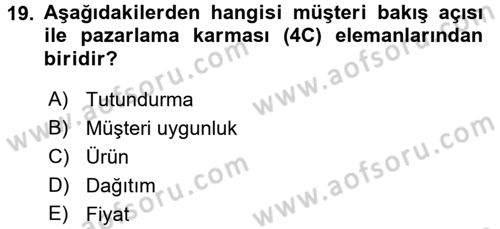 Lojistik Yönetimi Dersi 2015 - 2016 Yılı (Vize) Ara Sınav Soruları 19. Soru