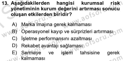 Lojistik Yönetimi Dersi 2015 - 2016 Yılı (Final) Dönem Sonu Sınav Soruları 13. Soru