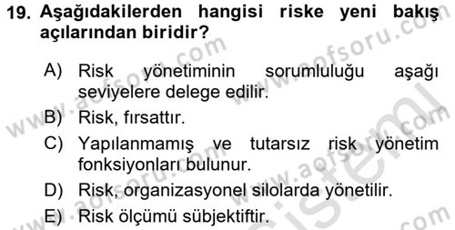 Lojistik Yönetimi Dersi 2015 - 2016 Yılı (Final) Dönem Sonu Sınav Soruları 19. Soru