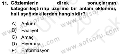 Lojistik Yönetimi Dersi 2015 - 2016 Yılı Tek Ders Sınav Soruları 11. Soru