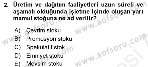 Lojistik Yönetimi Dersi 2015 - 2016 Yılı Tek Ders Sınav Soruları 2. Soru