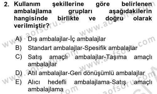 Lojistik Yönetimi Dersi 2016 - 2017 Yılı (Final) Dönem Sonu Sınav Soruları 2. Soru