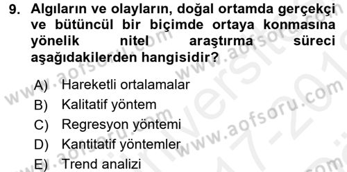 Lojistik Yönetimi Dersi 2017 - 2018 Yılı (Vize) Ara Sınav Soruları 9. Soru