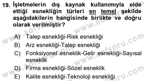 Lojistik Yönetimi Dersi 2017 - 2018 Yılı (Final) Dönem Sonu Sınav Soruları 19. Soru