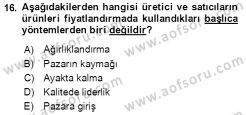 Lojistik Yönetimi Dersi 2020 - 2021 Yılı Yaz Okulu Sınav Soruları 16. Soru