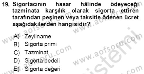 Lojistik Yönetimi Dersi 2020 - 2021 Yılı Yaz Okulu Sınav Soruları 19. Soru
