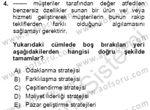Lojistik Yönetimi Dersi 2020 - 2021 Yılı Yaz Okulu Sınav Soruları 4. Soru