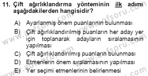 Lojistik Yönetimi Dersi 2021 - 2022 Yılı (Vize) Ara Sınav Soruları 11. Soru