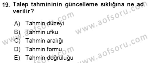 Lojistik Yönetimi Dersi 2021 - 2022 Yılı (Vize) Ara Sınav Soruları 19. Soru