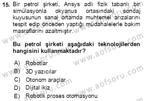 Lojistik Yönetimi Dersi 2021 - 2022 Yılı (Final) Dönem Sonu Sınav Soruları 15. Soru