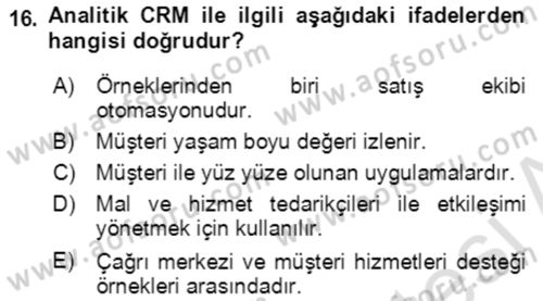 Lojistik Yönetimi Dersi 2021 - 2022 Yılı (Final) Dönem Sonu Sınav Soruları 16. Soru