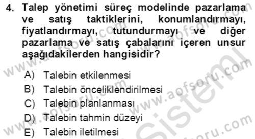 Lojistik Yönetimi Dersi 2021 - 2022 Yılı (Final) Dönem Sonu Sınav Soruları 4. Soru