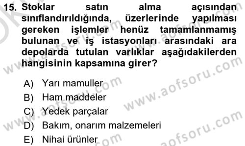 Lojistik Yönetimi Dersi 2021 - 2022 Yılı Yaz Okulu Sınav Soruları 15. Soru