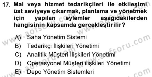 Lojistik Yönetimi Dersi 2021 - 2022 Yılı Yaz Okulu Sınav Soruları 17. Soru