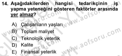 Lojistik Yönetimi Dersi 2022 - 2023 Yılı Yaz Okulu Sınav Soruları 14. Soru