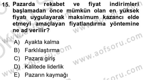 Lojistik Yönetimi Dersi 2022 - 2023 Yılı Yaz Okulu Sınav Soruları 15. Soru