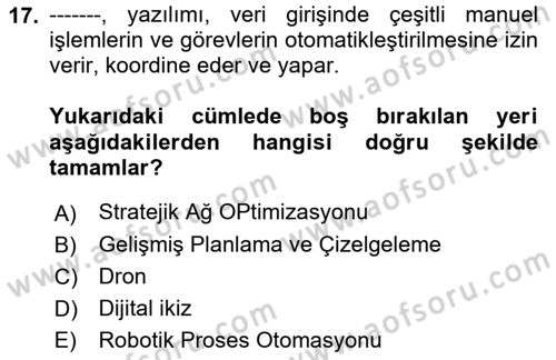 Lojistik Yönetimi Dersi 2022 - 2023 Yılı Yaz Okulu Sınav Soruları 17. Soru