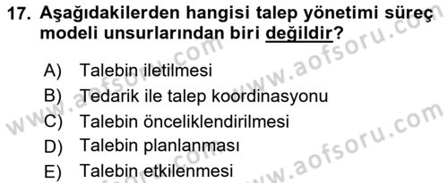 Lojistik Yönetimi Dersi 2023 - 2024 Yılı (Vize) Ara Sınav Soruları 17. Soru