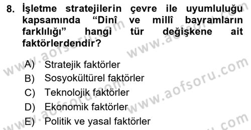 Lojistik Yönetimi Dersi 2023 - 2024 Yılı (Vize) Ara Sınav Soruları 8. Soru