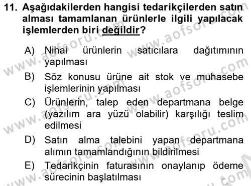 Lojistik Yönetimi Dersi 2023 - 2024 Yılı (Final) Dönem Sonu Sınav Soruları 11. Soru