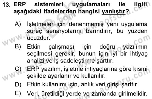 Lojistik Yönetimi Dersi 2023 - 2024 Yılı (Final) Dönem Sonu Sınav Soruları 13. Soru