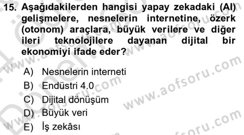 Lojistik Yönetimi Dersi 2023 - 2024 Yılı (Final) Dönem Sonu Sınav Soruları 15. Soru