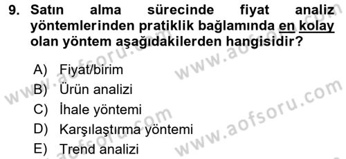 Lojistik Yönetimi Dersi 2023 - 2024 Yılı (Final) Dönem Sonu Sınav Soruları 9. Soru