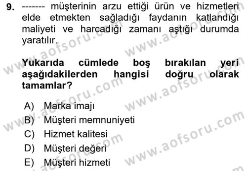 Lojistik Yönetimi Dersi 2023 - 2024 Yılı Yaz Okulu Sınav Soruları 9. Soru
