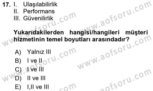 Lojistik Yönetimi Dersi 2024 - 2025 Yılı (Vize) Ara Sınav Soruları 17. Soru