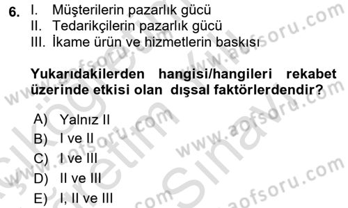 Lojistik Yönetimi Dersi 2024 - 2025 Yılı (Vize) Ara Sınav Soruları 6. Soru