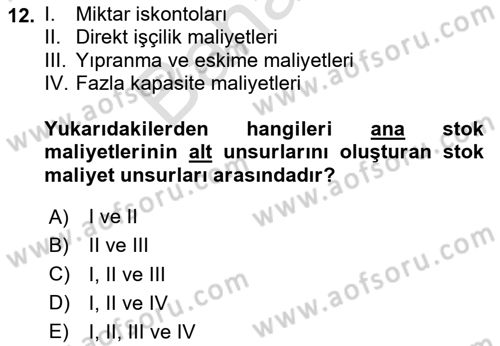 Lojistik Yönetimi Dersi 2024 - 2025 Yılı (Final) Dönem Sonu Sınav Soruları 12. Soru