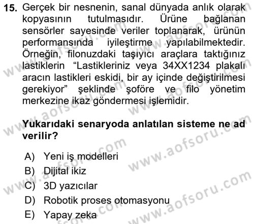 Lojistik Yönetimi Dersi 2024 - 2025 Yılı (Final) Dönem Sonu Sınav Soruları 15. Soru