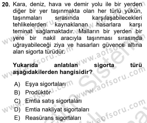 Lojistik Yönetimi Dersi 2024 - 2025 Yılı (Final) Dönem Sonu Sınav Soruları 20. Soru