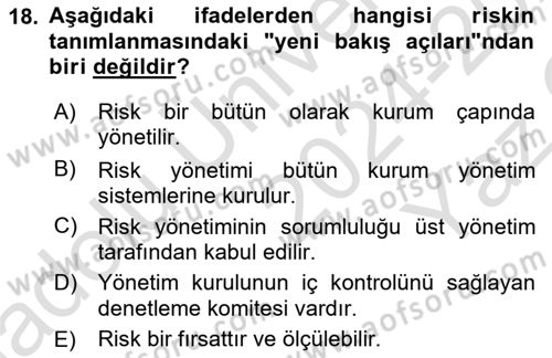 Lojistik Yönetimi Dersi 2024 - 2025 Yılı Yaz Okulu Sınav Soruları 18. Soru