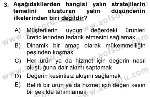Lojistik Yönetimi Dersi 2024 - 2025 Yılı Yaz Okulu Sınav Soruları 3. Soru