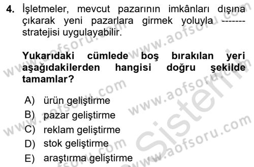 Lojistik Yönetimi Dersi 2024 - 2025 Yılı Yaz Okulu Sınav Soruları 4. Soru